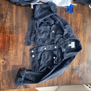 cropped black denim jacket